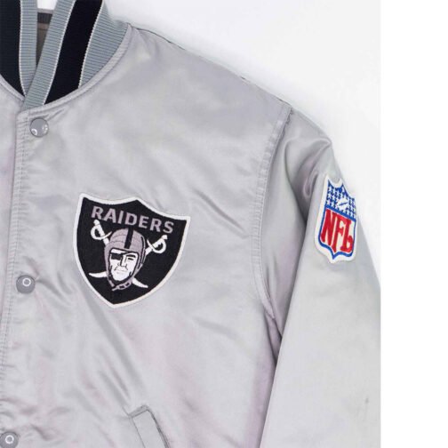 Las Vegas Raiders 80’s Silver Satin Jacket - Image 3
