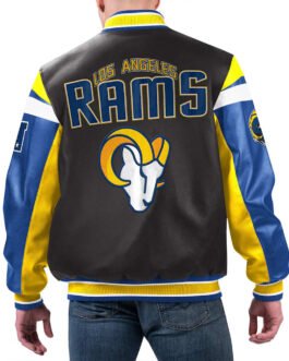 LA Rams Black Varsity Full-Zip Leather Jacket
