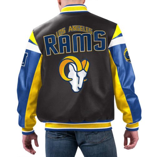 LA Rams Black Varsity Full-Zip Leather Jacket - Image 2