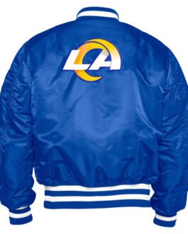 LA Rams Bomber MA-1 Royal Satin Jacket