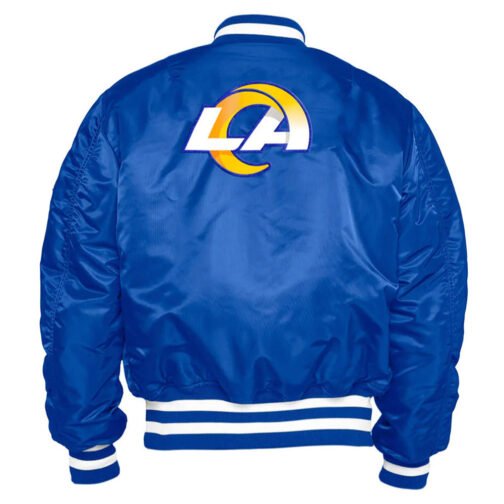 LA Rams Bomber MA-1 Royal Satin Jacket - Image 2