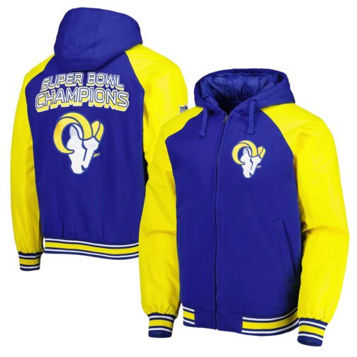 LA Rams Defender Royal Hoodie Varsity Jacket - Image 3