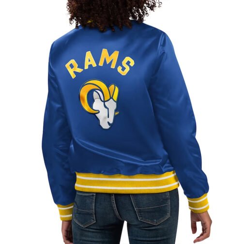 Los Angeles Rams Full Count Blue Satin Jacket - Image 2