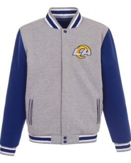 Varsity LA Rams Gray and Royal Blue Wool Jacket