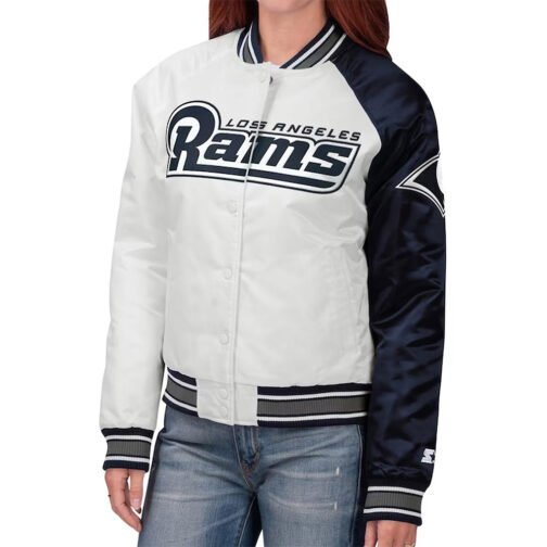 LA Rams Hometown White/Navy Satin Jacket - Image 3