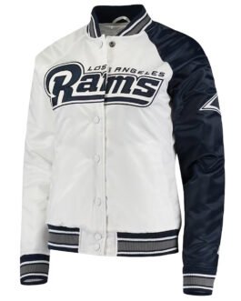 LA Rams Hometown White/Navy Satin Jacket