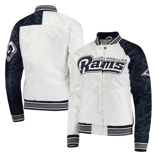 LA Rams Hometown White/Navy Satin Jacket - Image 4