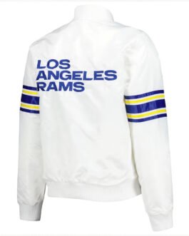 LA Rams Line Up White Varsity Satin Jacket