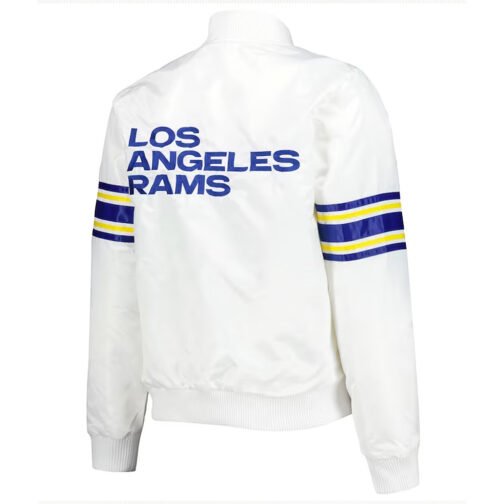 LA Rams Line Up White Varsity Satin Jacket - Image 2