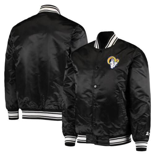 LA Rams Locker Room Black Satin Jacket - Image 3