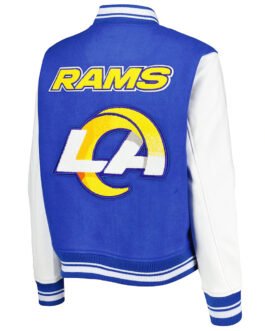 LA Rams Mash Up Royal and White Varsity Jacket