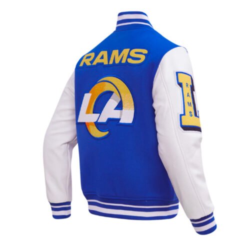 LA Rams Mashup Rib Varsity Wool/Leather Jacket - Image 4