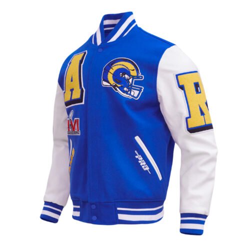 LA Rams Mashup Rib Varsity Wool/Leather Jacket - Image 3