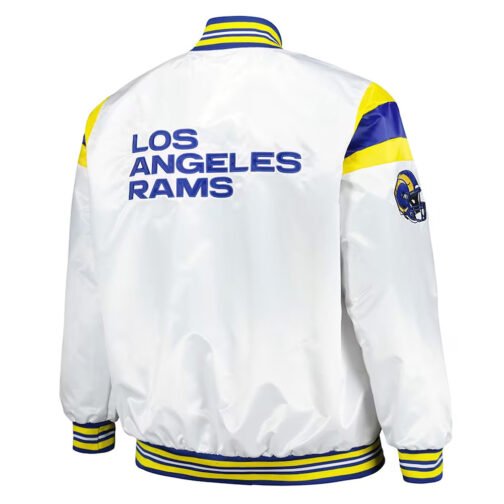 Los Angeles Rams Midweight White Satin Jacket - Image 2