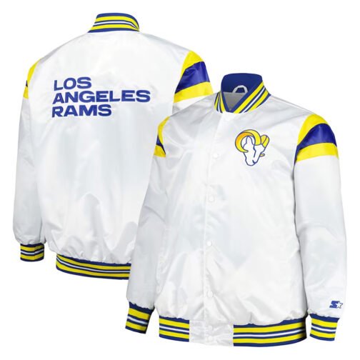 Los Angeles Rams Midweight White Satin Jacket - Image 3