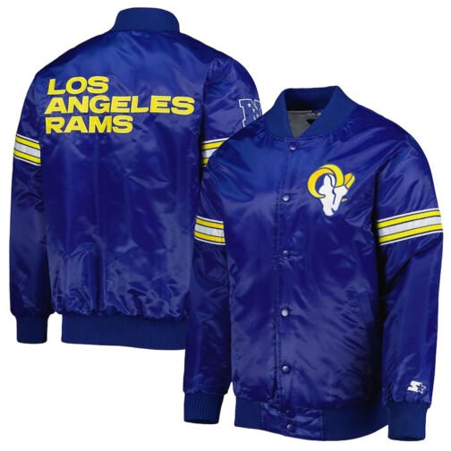 LA Rams Pick and Roll Blue Satin Jacket - Image 3