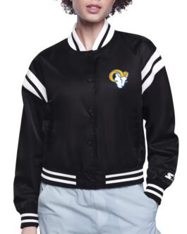 LA Rams Printed Logo Varsity Satin Jacket