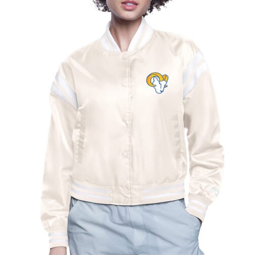 LA Rams Printed Logo Varsity Satin Jacket - Image 2