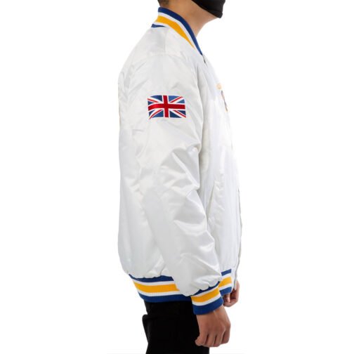 Los Angeles Rams UK Flag White Satin Jacket - Image 4