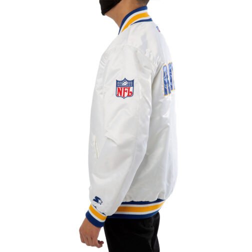 Los Angeles Rams UK Flag White Satin Jacket - Image 5
