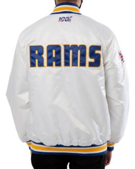 Los Angeles Rams UK Flag White Satin Jacket