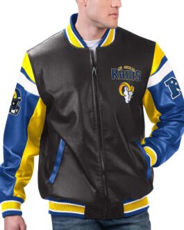 LA Rams Black Varsity Full-Zip Leather Jacket