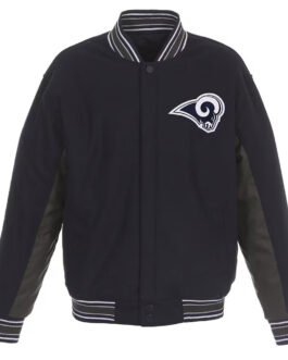 Los Angeles Rams Navy and Gray Varsity Wool Jacket