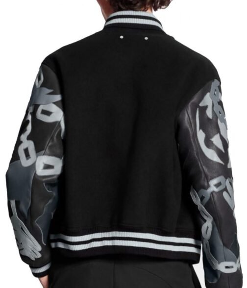 The Kid Laroi Wrong Camo Chains LV Varsity Jacket - Image 3