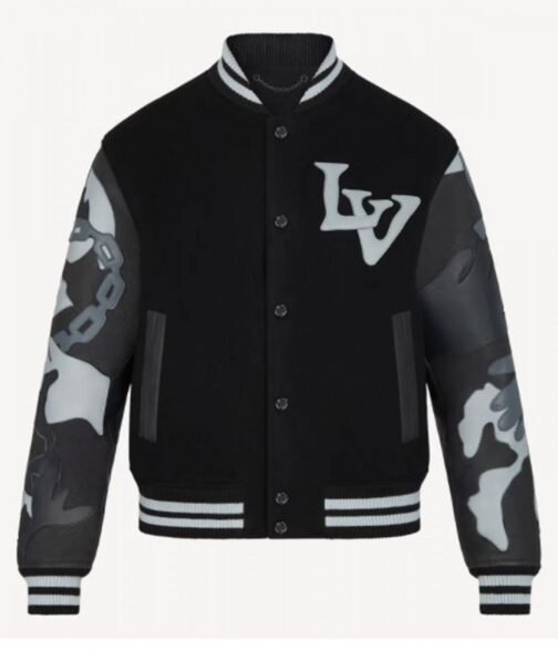 The Kid Laroi Wrong Camo Chains LV Varsity Jacket - Image 4