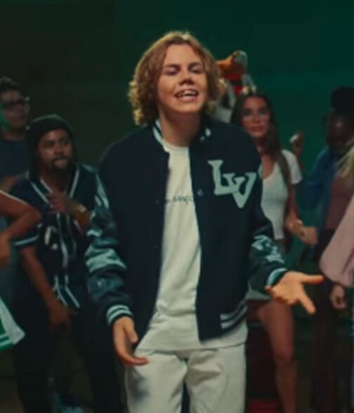 The Kid Laroi Wrong Camo Chains LV Varsity Jacket - Image 2