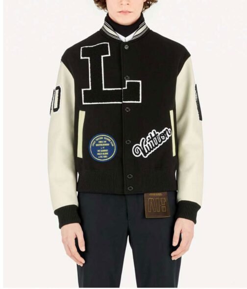 Kenya Barris Blackaf Black and White Varsity Jacket - Image 3