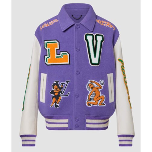Louis Vuitton Purple and White Varsity Jacket - Image 3