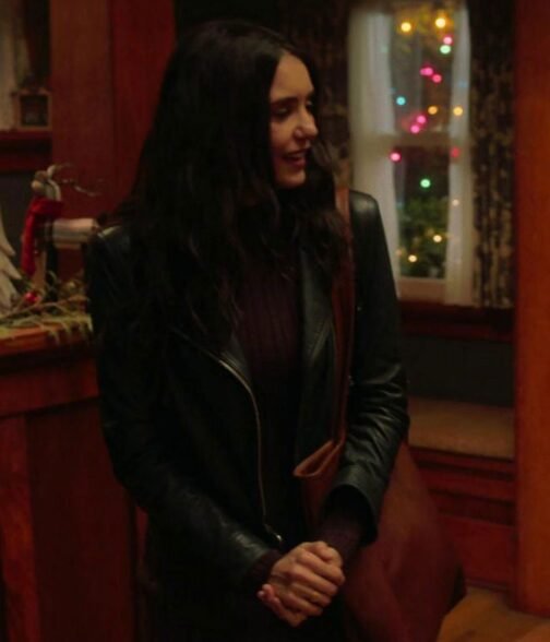 Love Hard Nina Dobrev Black Leather Jacket - Image 4