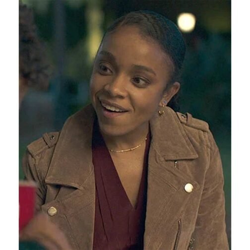 Love Victor Rachel Hilson Suede Moto Jacket - Image 2