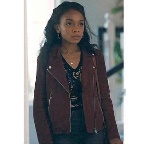 Rachel Hilson Love Victor Season 3 Suede Red Jacket - Image 2