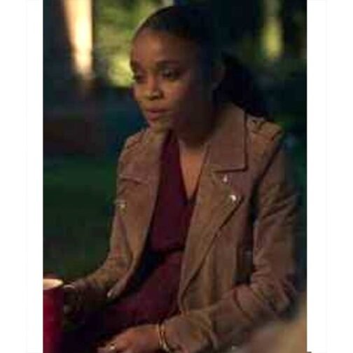 Love Victor Rachel Hilson Suede Moto Jacket - Image 4