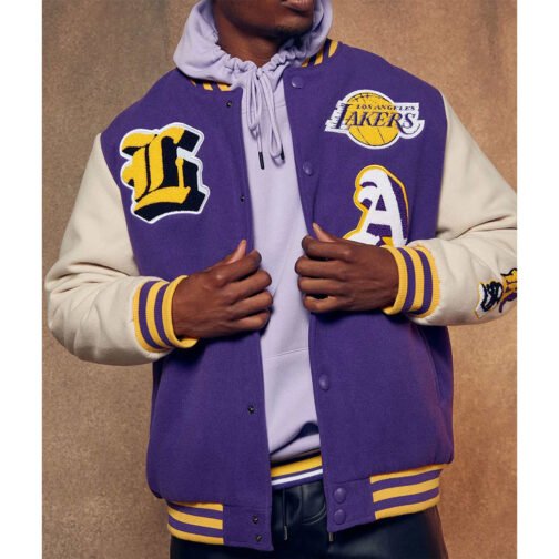 Loyalty LA Lakers Varsity Purple and White Jacket - Image 6
