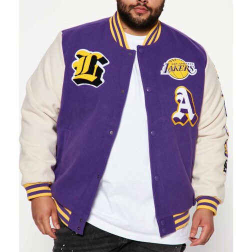 Loyalty LA Lakers Varsity Purple and White Jacket - Image 4