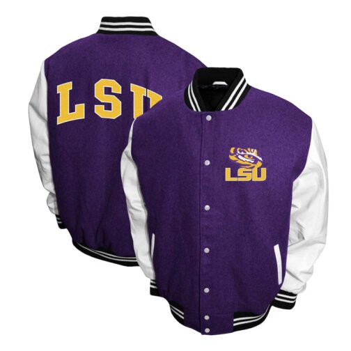 LSU Tigers Graduate Purple and White Varsity Jacket - Image 3