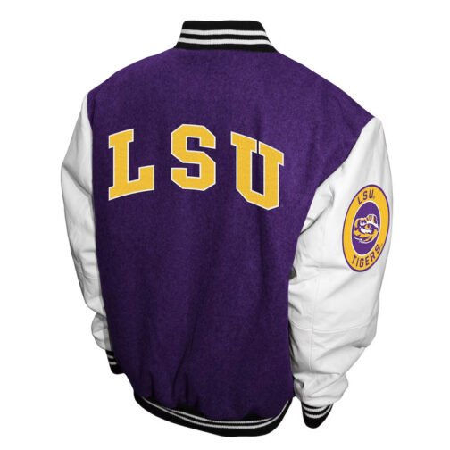 LSU Tigers Graduate Purple and White Varsity Jacket - Image 2
