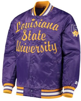 O-Line LSU Tigers Purple Satin Jacket