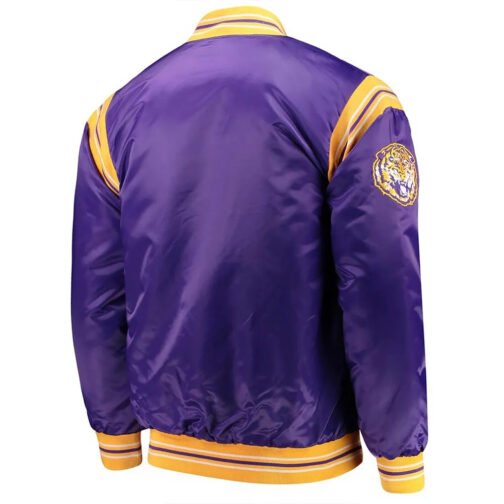 LSU Tigers The Enforcer Purple Varsity Satin Jacket - Image 2