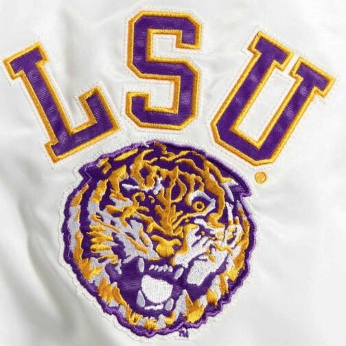 LSU Tigers The Legend White/Purple Satin Jacket - Image 5