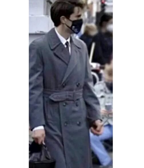 Mrs Harris Goes To Paris Lucas Bravo Grey Trench Coat - Image 3