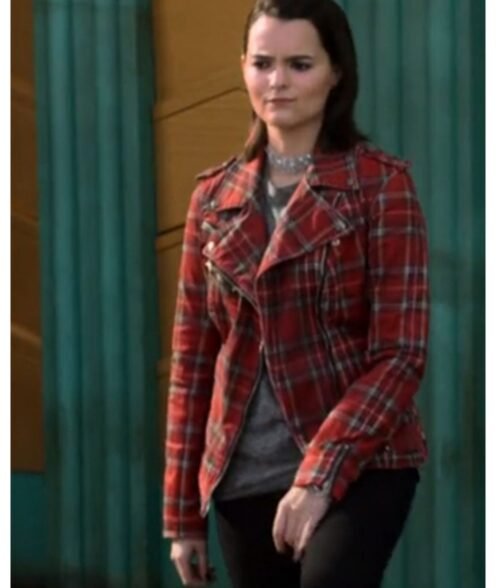 Lucifer Brianna Hildebrand Plaid Red Biker Jacket - Image 4