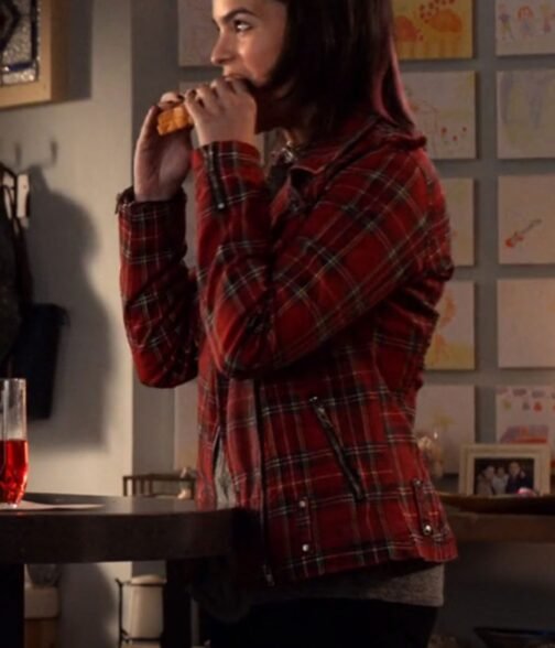 Lucifer Brianna Hildebrand Plaid Red Biker Jacket - Image 3
