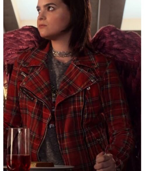 Lucifer Brianna Hildebrand Plaid Red Biker Jacket - Image 5