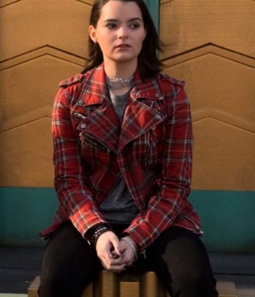 Lucifer Brianna Hildebrand Plaid Red Biker Jacket - Image 2