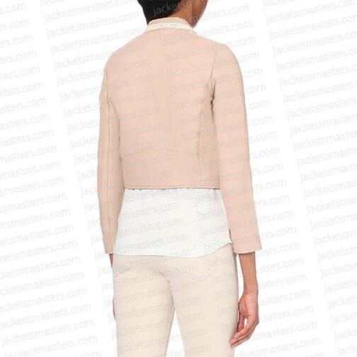Pretty Little Liars S07 Lucy Hale Beige Leather Jacket - Image 6