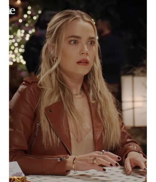 Maggie Rebecca Rittenhouse Brown Leather Biker Jacket - Image 2